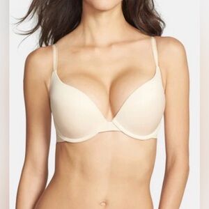 PARISA FE PT1042 PUSH UP PLUNGE BRA 34H BEIGE NEW NO TAGS PADDING CLEAVAGE